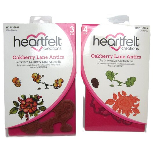 Heartfelt Creations Oakberry Lane Antics Craft Dies & Cling Stamps NEW Floral - Picture 1 of 4